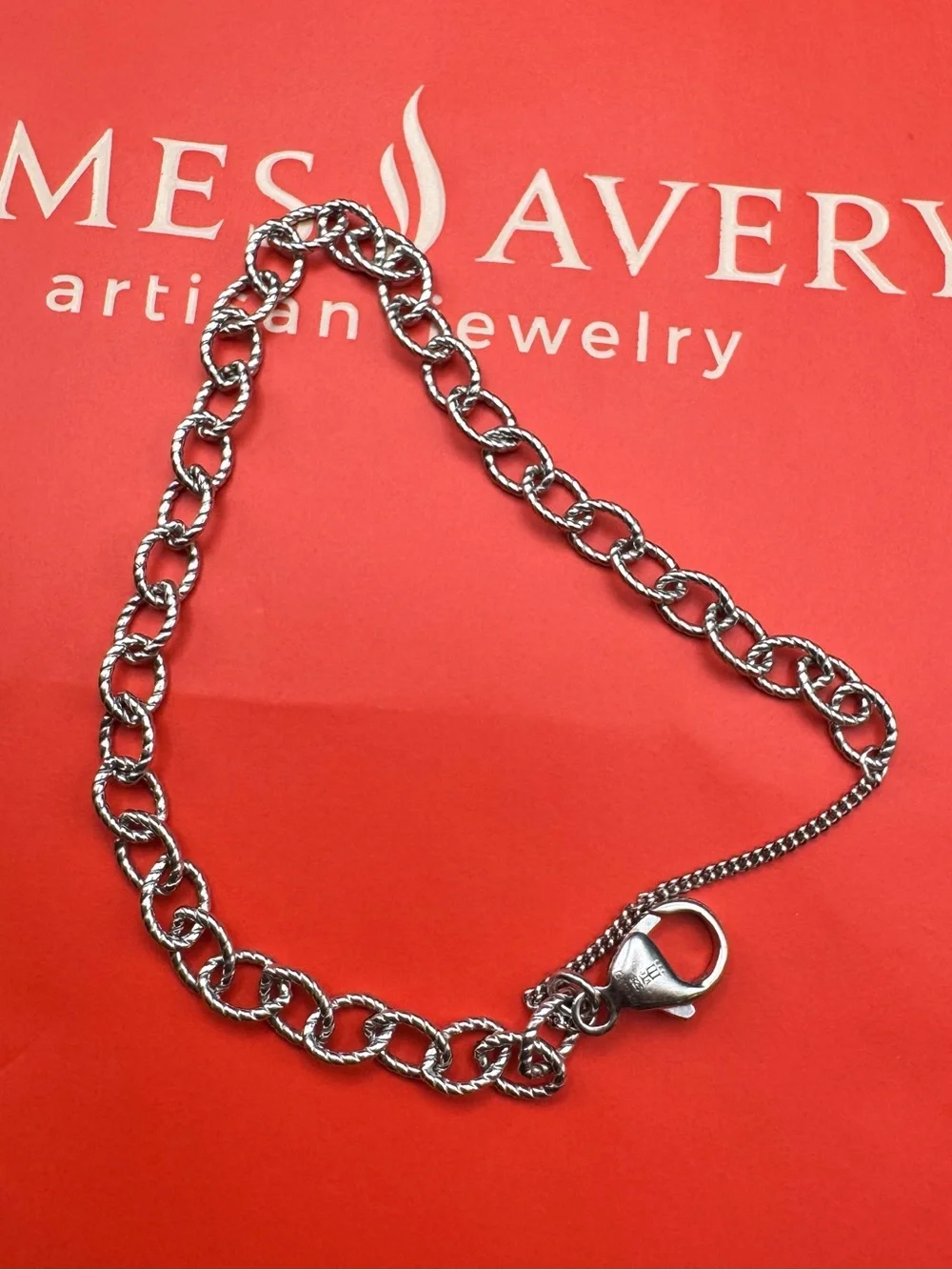 James Avery Silver Soon to be Retired Oval Twist Link Charm Bracelet